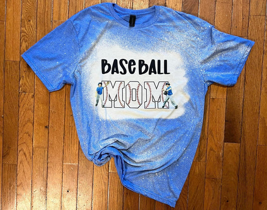 Personalized Baseball Mom Bleached Shirt