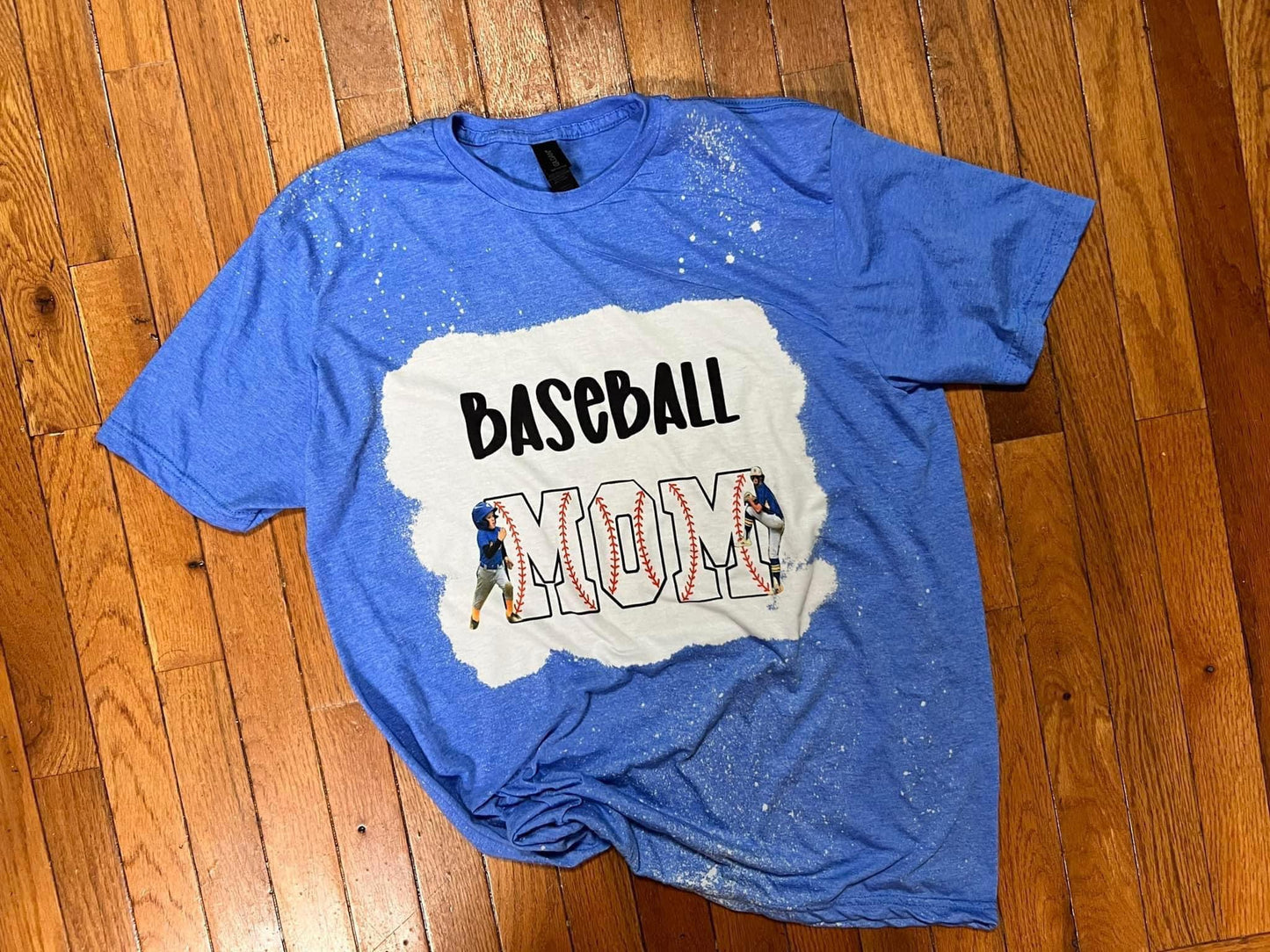 Personalized Baseball Mom Bleached Shirt