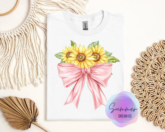 Sunflower with Pink Bow T-Shirt