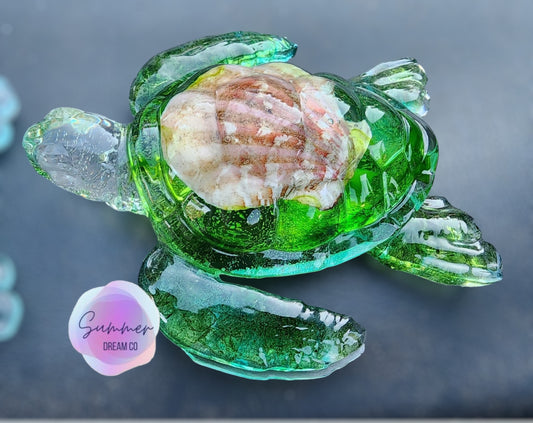 Resin Turtle with Seashell