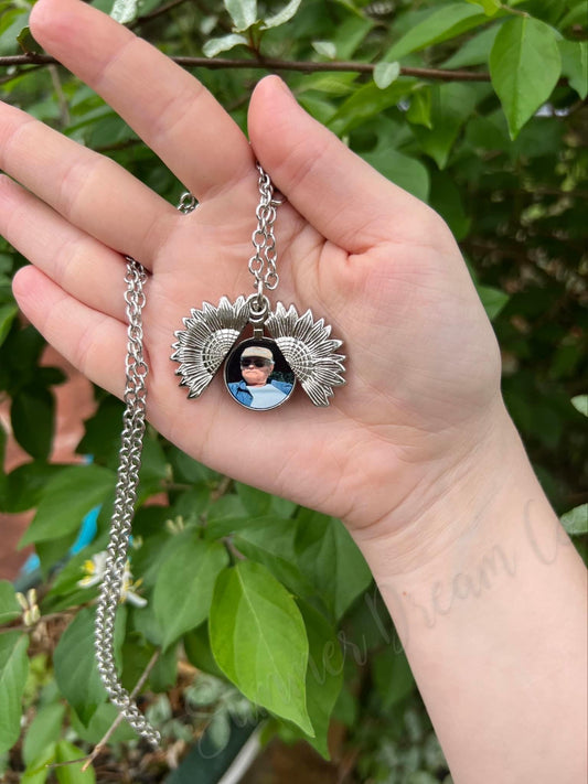 Personalized Sunflower Photo Necklace