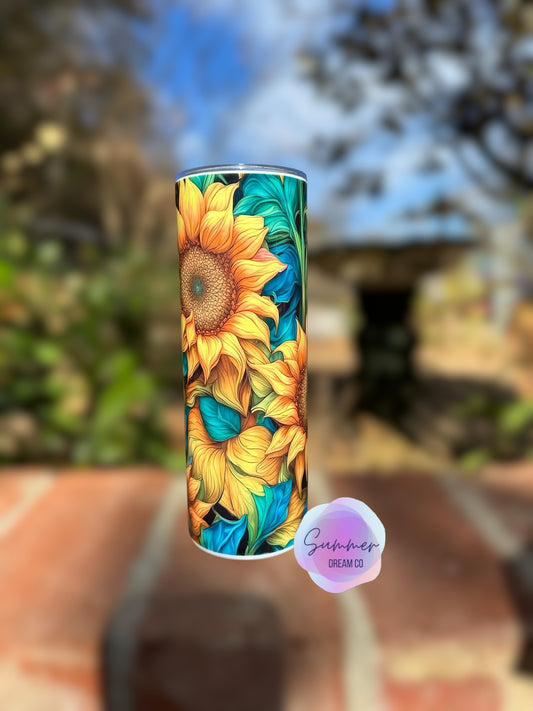20oz Sunflower Tumbler with Handle